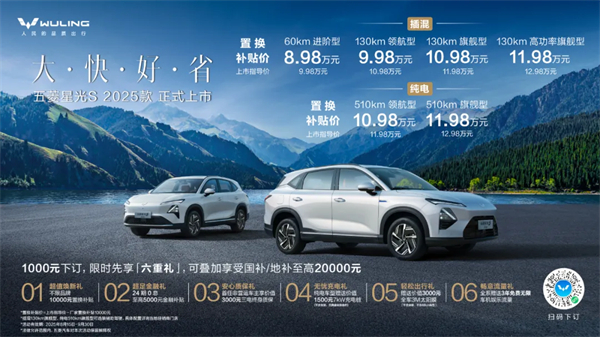 置换补贴价8.98万元起！五菱星光S 2025款正式上市，以「大快好省」打造全场景家庭出行体验！
